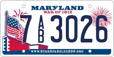 MD license plate 7AB3026