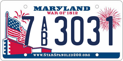 MD license plate 7AB3031