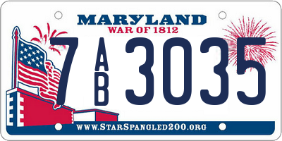 MD license plate 7AB3035