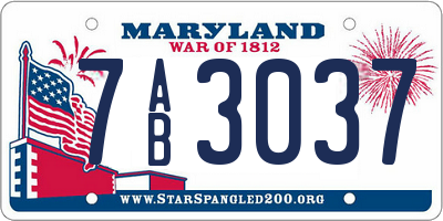 MD license plate 7AB3037