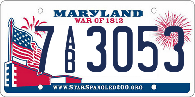 MD license plate 7AB3053
