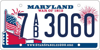 MD license plate 7AB3060