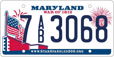 MD license plate 7AB3068