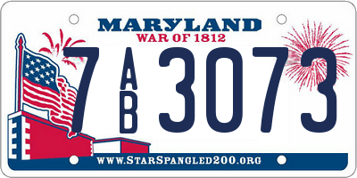 MD license plate 7AB3073