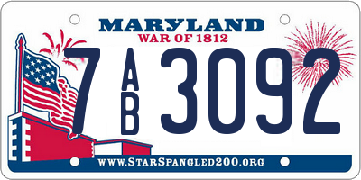 MD license plate 7AB3092
