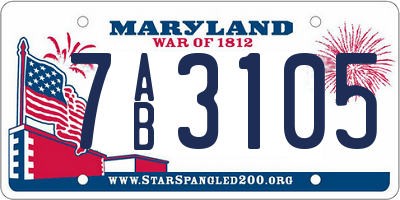 MD license plate 7AB3105
