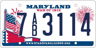 MD license plate 7AB3114