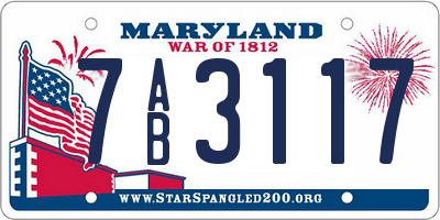 MD license plate 7AB3117