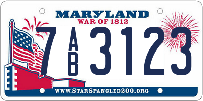 MD license plate 7AB3123