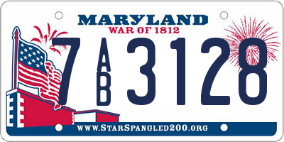 MD license plate 7AB3128