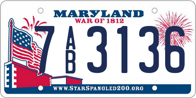 MD license plate 7AB3136