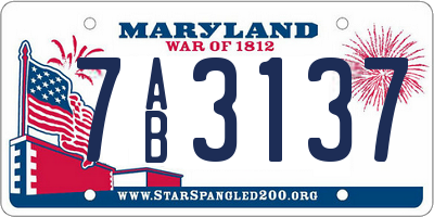 MD license plate 7AB3137
