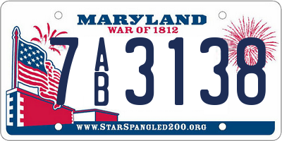 MD license plate 7AB3138