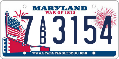 MD license plate 7AB3154