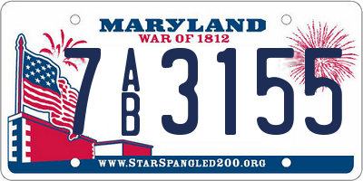 MD license plate 7AB3155