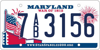 MD license plate 7AB3156