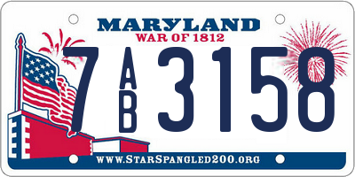 MD license plate 7AB3158