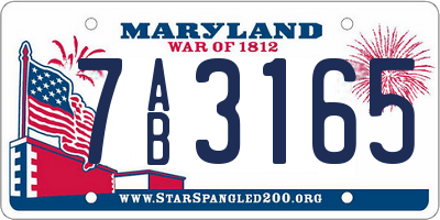 MD license plate 7AB3165