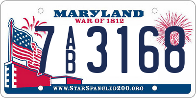 MD license plate 7AB3168