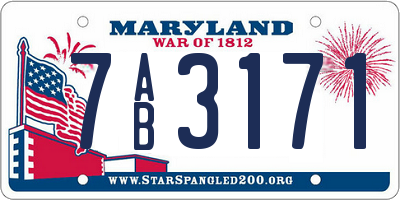 MD license plate 7AB3171