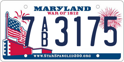 MD license plate 7AB3175
