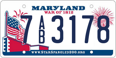 MD license plate 7AB3178