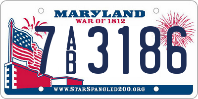 MD license plate 7AB3186