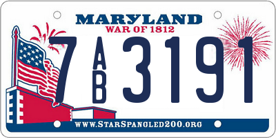 MD license plate 7AB3191
