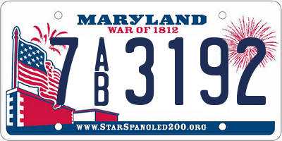 MD license plate 7AB3192
