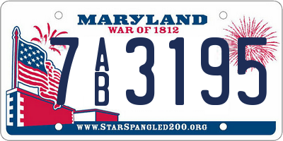 MD license plate 7AB3195