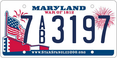 MD license plate 7AB3197