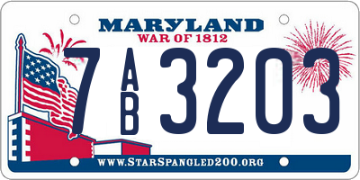 MD license plate 7AB3203