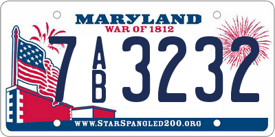 MD license plate 7AB3232