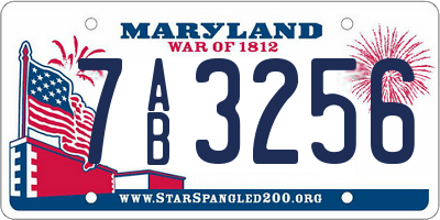 MD license plate 7AB3256