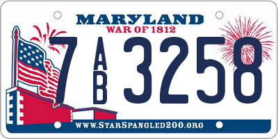 MD license plate 7AB3258