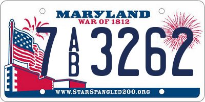 MD license plate 7AB3262
