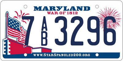 MD license plate 7AB3296