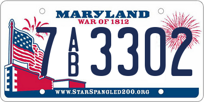 MD license plate 7AB3302