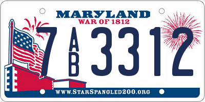 MD license plate 7AB3312