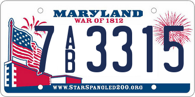 MD license plate 7AB3315