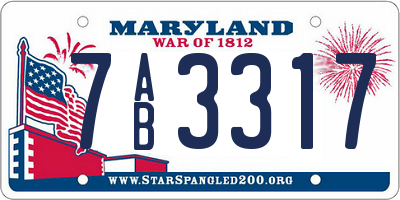 MD license plate 7AB3317