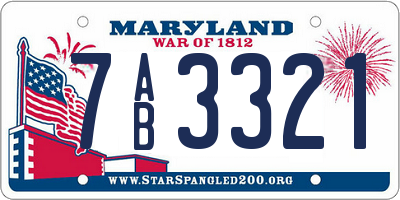 MD license plate 7AB3321