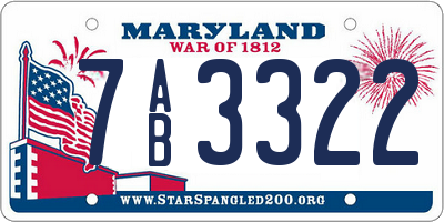 MD license plate 7AB3322