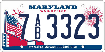 MD license plate 7AB3323