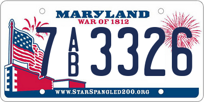 MD license plate 7AB3326