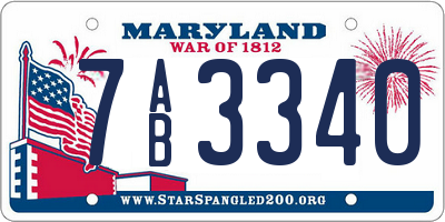 MD license plate 7AB3340