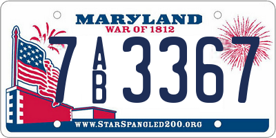 MD license plate 7AB3367