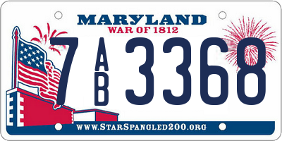 MD license plate 7AB3368