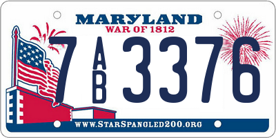 MD license plate 7AB3376