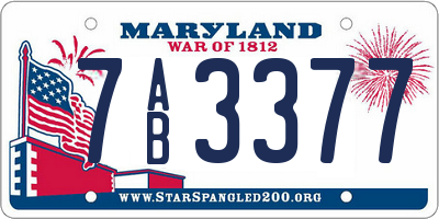 MD license plate 7AB3377